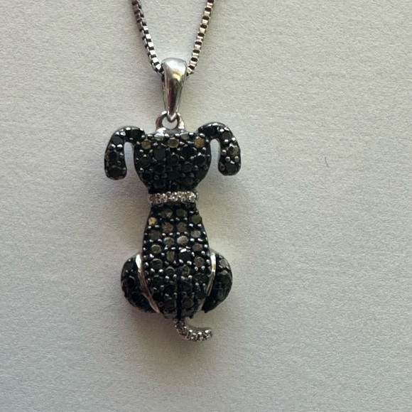 Sterling Silver Diamond Dog Necklace - Picture 1 of 6